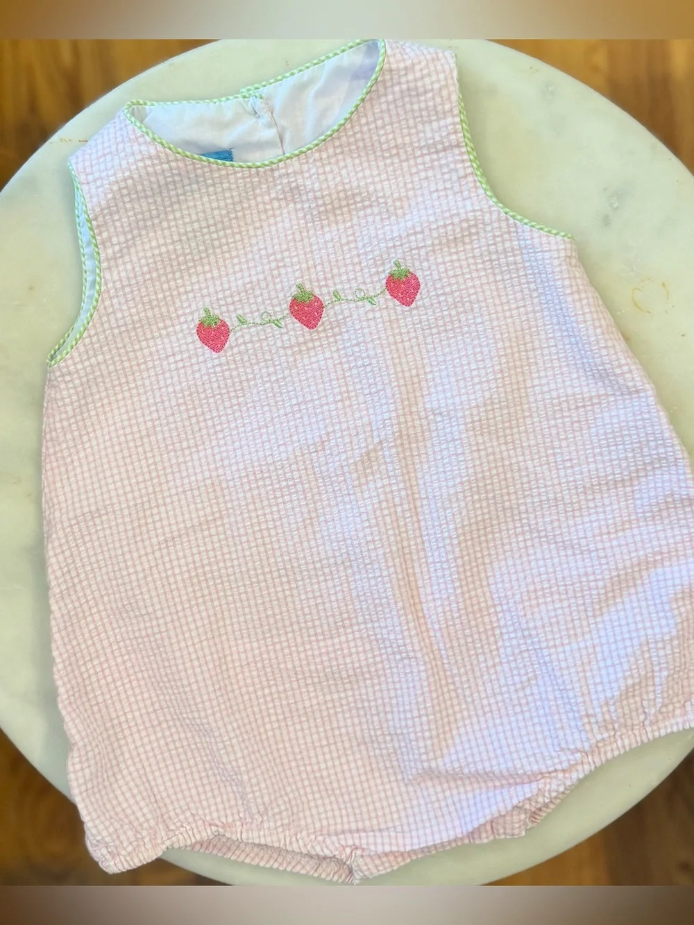 18m Anavini Strawberry Bubble Romper Gingham